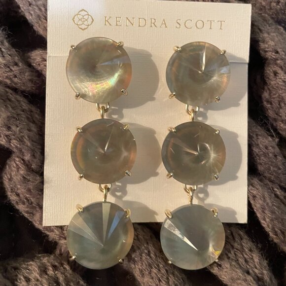 NWOT Kendra Scott Jolie Statement Earrings Gray Illusion Stones RV$158 - Picture 2 of 5